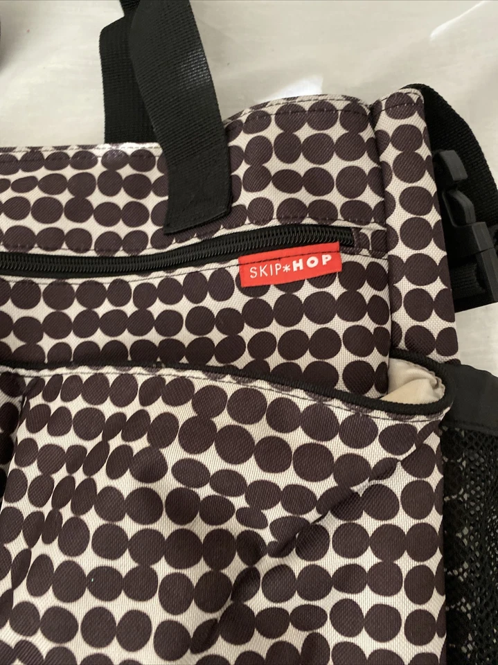 Skip Hop Duo Signature Diaper Bag Brown Geometric Design Stroller Straps Zip Up - Image 3 of 4