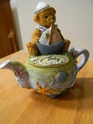 Trinket Box Bear Teapot - July Summertime at the Beach-Popular Imports Resin New