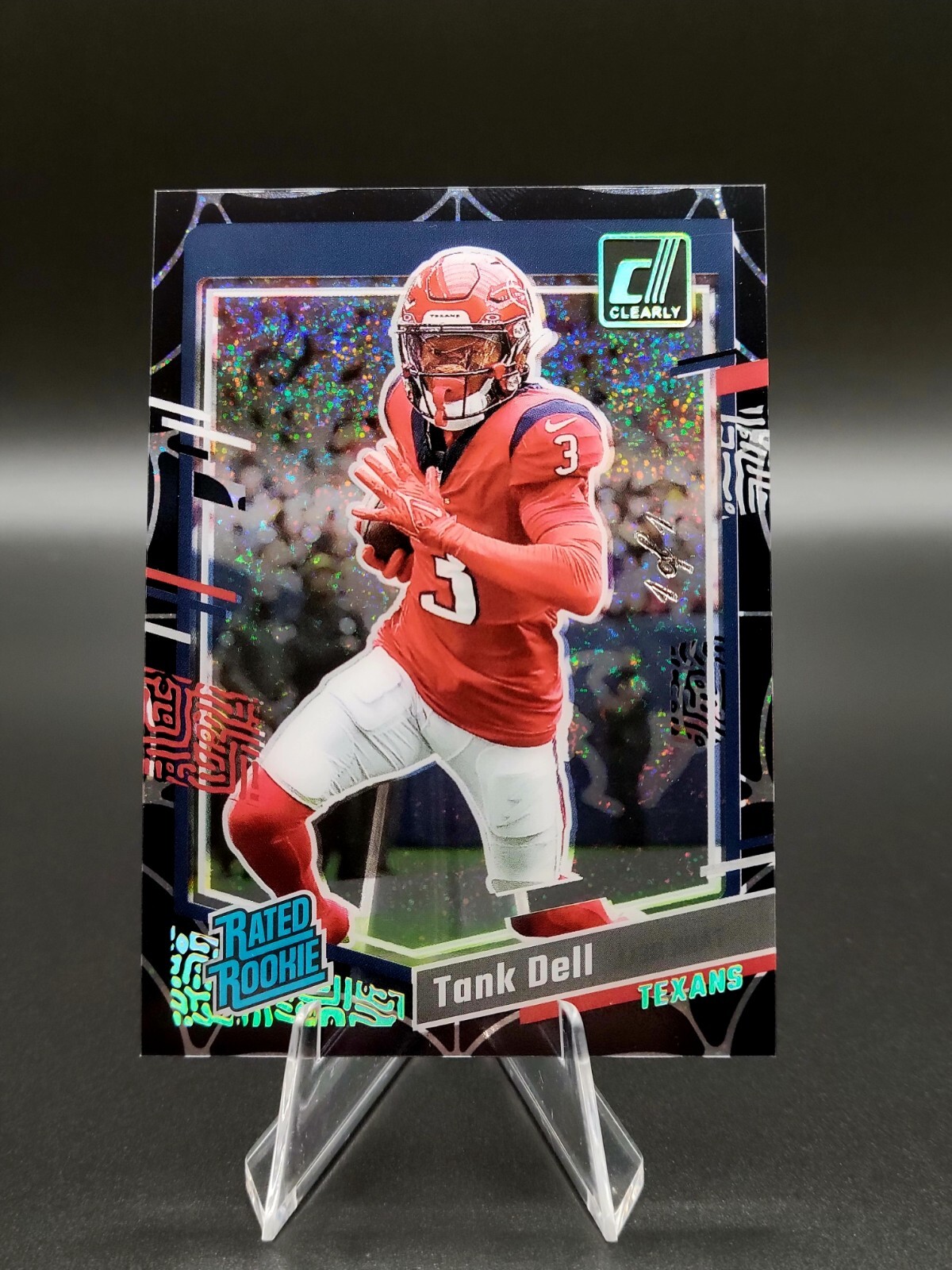2023 Donruss Clearly Black Spider Rated Rookie #85 Tank Dell (RC) Texans 1/1