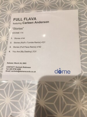 Full Flava Feat Carleen Anderson  - Stories Dome Records  Promo CD C/N 12DOME174
