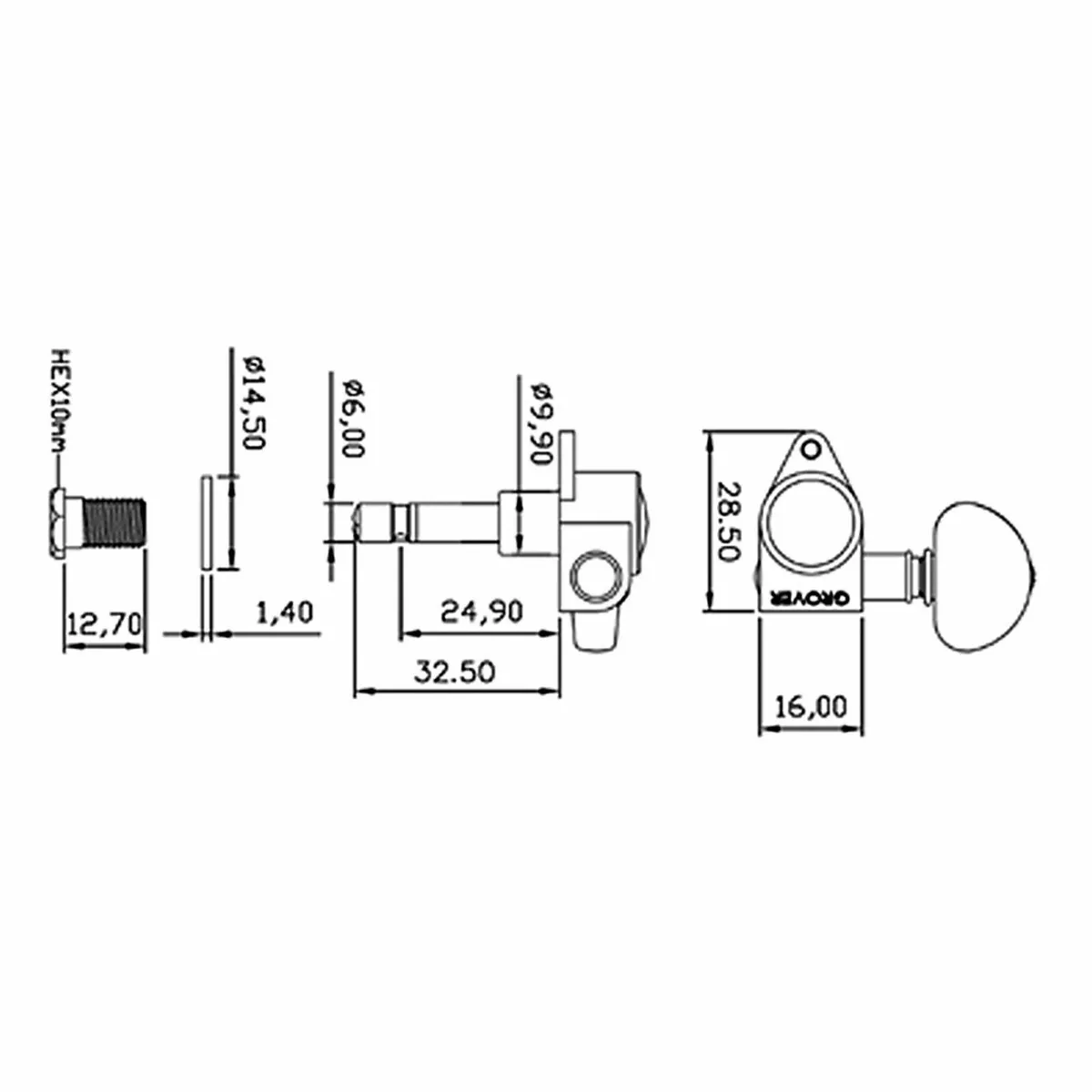 NEW Grover 106C Original Locking Rotomatic Tuners 18 1 Gear Ratio
