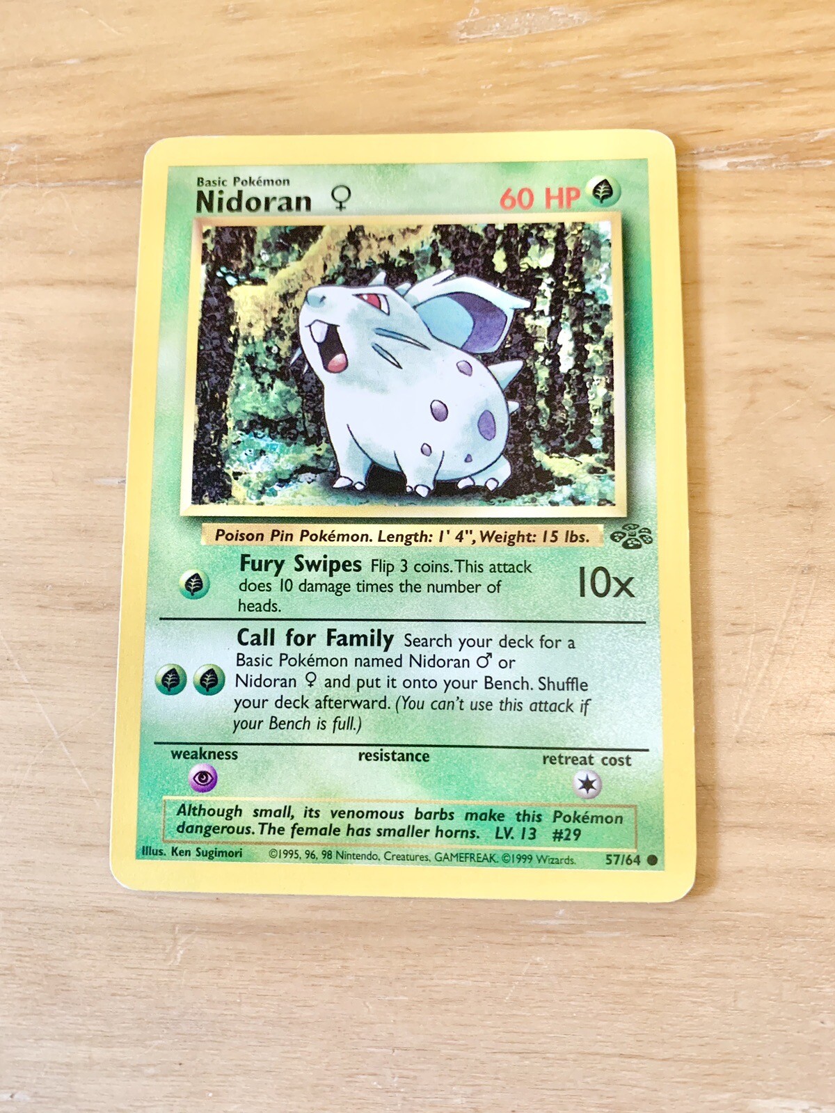 vintage-rare-1995-nidoran-pok-mon-card-57-64-jungle-1st-edition