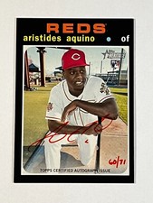 2020 Topps Heritage Real One Auto Red Ink /71 Aristides Aquino Rookie #ROAAAQ 