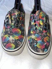 Vans Youth Size 3 Colorful Roses 721461 No Laces Roses Floral Geometric Fun