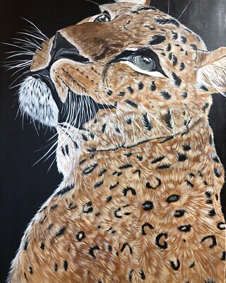 Leopard Big Cat  Original Painting On Canvas by Arkansas Artists Leah J Smith