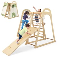 6In1 KlettergerüSt Kletterdreieck Mit Leiter Rutsche Kletternetz Kletterfelsen
