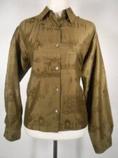 Beautiful Women's Size 1 Chico's Green Oriental Vibe Silk Button Blazer Jacket
