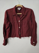CHICO'S DESIGN RED CROPPED JACKET Linen Blend SIZE 1 M 8-10