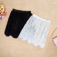Lady Lace Sheer Slip Mesh Short Skirt Floral Underskirt Petticoat Cutout Casual