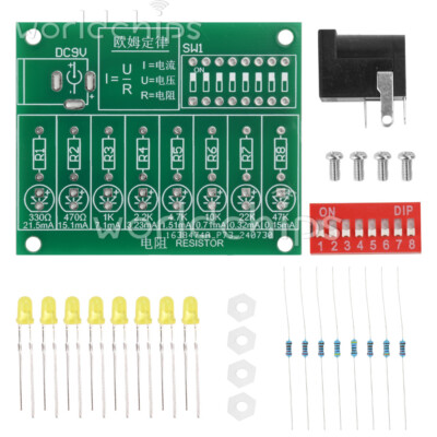 DC 9V DIY LED Current Test Ohm PCB Electronic Kit DIY Soldering Practice Kit