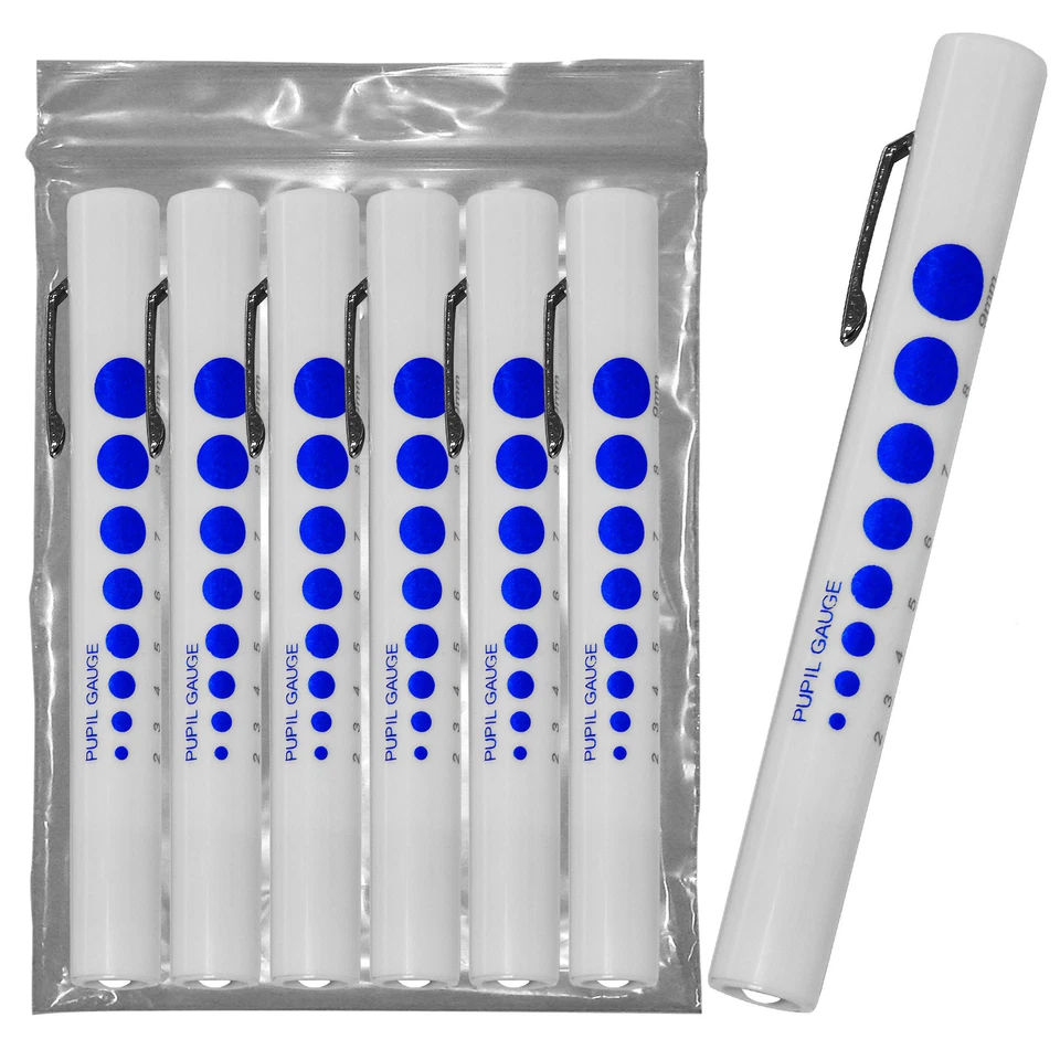 6 Pack Qualicare First Aid Doctors Nurses Pen Flashlight Torch with Pupil Gauge