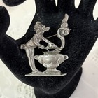 Vintage Pewter Cherub Big Steam Hot Cooking Pot  Brooch Pin  Victorian Nice — photo 2