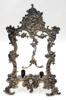 ANTIQUE 800 SILVER ROCOCO ORNATE FLORAL PICTURE FRAME 3.5'' x 2.5'' PHOTO, 75.8GR