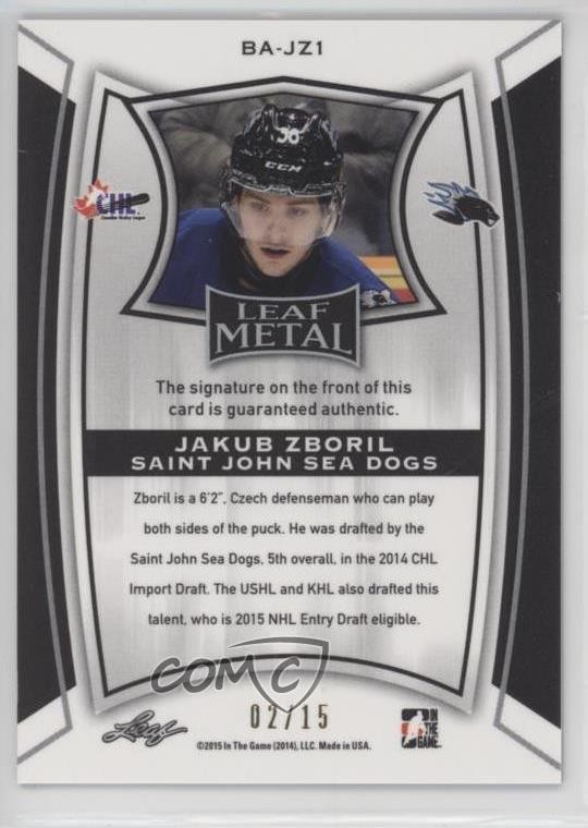 2014-15 ITG Leaf Metal Purple Prismatic 2/15 Jakub Zboril #BA-JZ1 Auto 0o5t