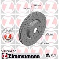 Zimmermann 2X Bremsscheibe Vorne Ø316 Mm InnenbelüFtet Gelocht FüR Subaru