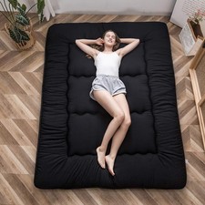 Materasso da Pavimento Giapponese Futon, Tappetino Tatami 4", Cuscino per Dormire Pieghevole, Completo, Nero