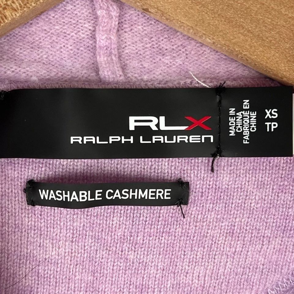 RLX Ralph Lauren Womens Hoodie Size XS Lavender Washable Cashmere Soft Sporty - Image 3 of 4