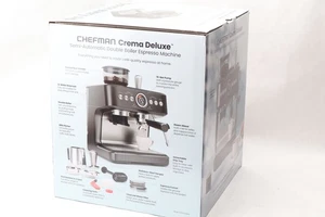 Chefman Crema Deluxe Double Boiler Espresso Machine Built-In Grinder NEW