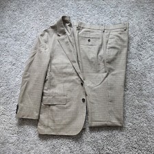 J.CREW Ludlow ABRAHAM MOON COTTON WOOL Unlined Suit 42 R 36x29 Brown HOUNDSTOOTH