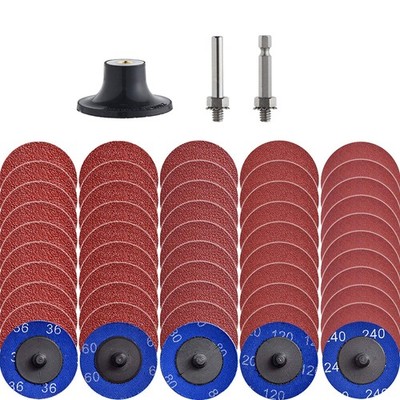 Miroku 50pcs Mixup 2 Inch Roll Lock Quick Change Discs Set A/o Sanding Discs Wit