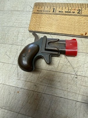 Vintage Derringer Mini Cap Gun All Brass  Rotating double Barrel