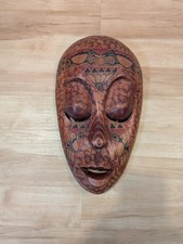 VINTAGE WOODEN HAND-PAINTED  CARVED MASK INDONESIA