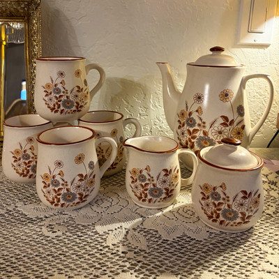 Vintage Wildflower Otagiri Stoneware Coffee/Tea Set *RARE* NIB