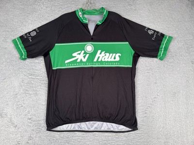 Sugoi Cycling Jersey Adult 2XL XXL Green Black Ski Haus Steamboat Springs Colo