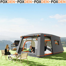 4 6 Man Tunnel Tent 3000mm Waterproof Awning Double Skin Windows Grey Air FOXDEN