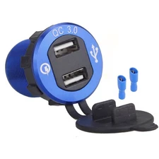Dual USB QC3.0 Quick Charger Power Outlet Port For 12V 24V Car Truck motorcycles