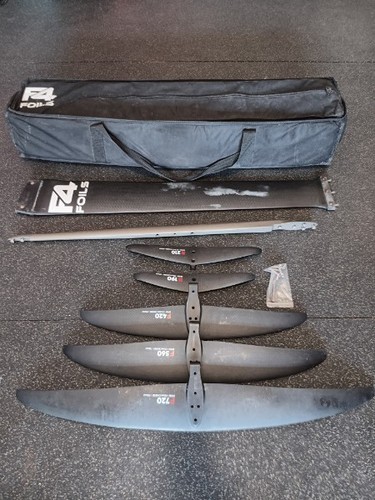 F4 Foils Complete Windsurf Slalom Kit, 3x Front Wings, 2x Stab, 97cm Tuttle Mast