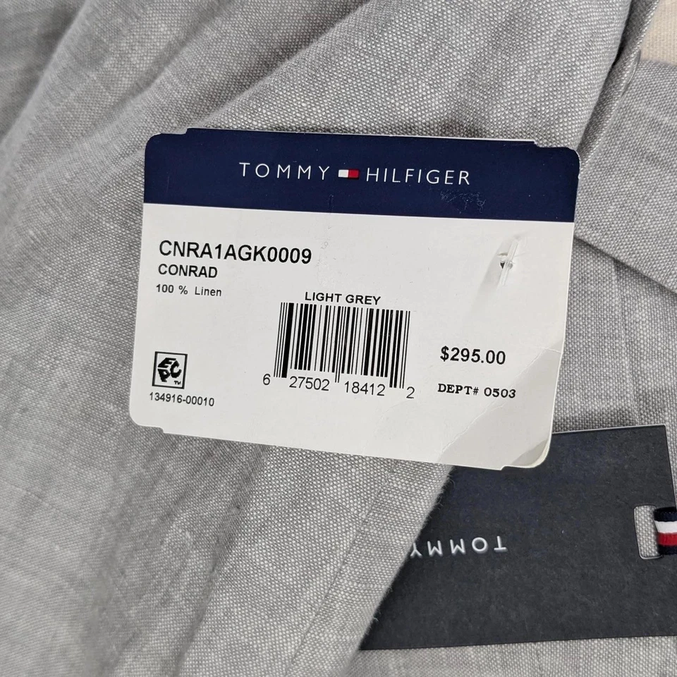 Tommy Hilfiger 男式现代版型 100% 亚麻运动外套西装外套夹克灰色 44 R — 第 4/4 张图片