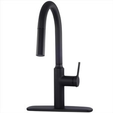 EZ-FLO Modern Single-Handle Arch Kitchen Faucet w/ Pull-Down Sprayer Matte Black