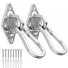 OHIYO 2pcs M10 Stainless Steel Eye Hooks + 2pcs M10 Snap Hooks, Wall Hooks, H...