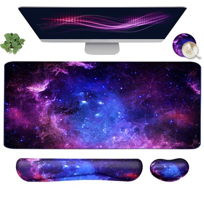 Large Mouse Pad and Keyboard Wrist Rest Desk Pad for Keyboard and Mouse 4-In-1