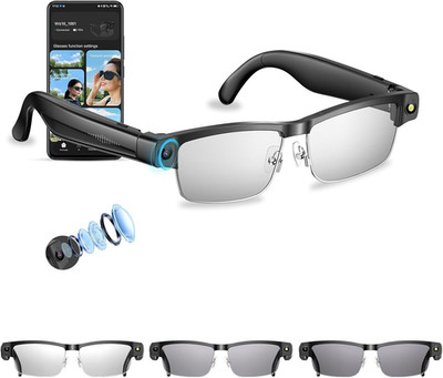 AI Smart Glasses with 4K Camera, 8MP HD Camera Glasses-Anti-Shake Video Recordin