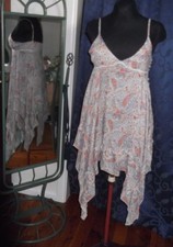 MINKPINK COTTON DRESS, SIZE 12, COTTON RAYON, ASYMMETRICAL HEM,BUTTONS,LACE TRIM