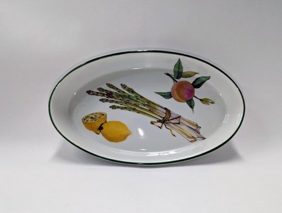Royal Worcester Evesham Vale Green Trim 10.5 x 6.25'' Oblong Baking/Serving Bowl