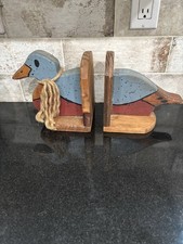 Vintage Wood Mallard Duck Bookends Handmade