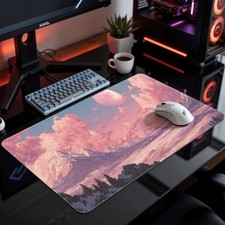 Aesthetic Cloud Desk Mat Pastel Mountain Landscape Mouse Pad for Office Decor