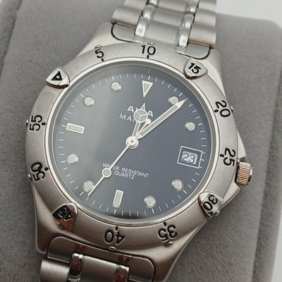 AVIA MARINER Watch QUARTZ BLACK DIAL 167602 JAPAN MEN'S New Battery Vtg