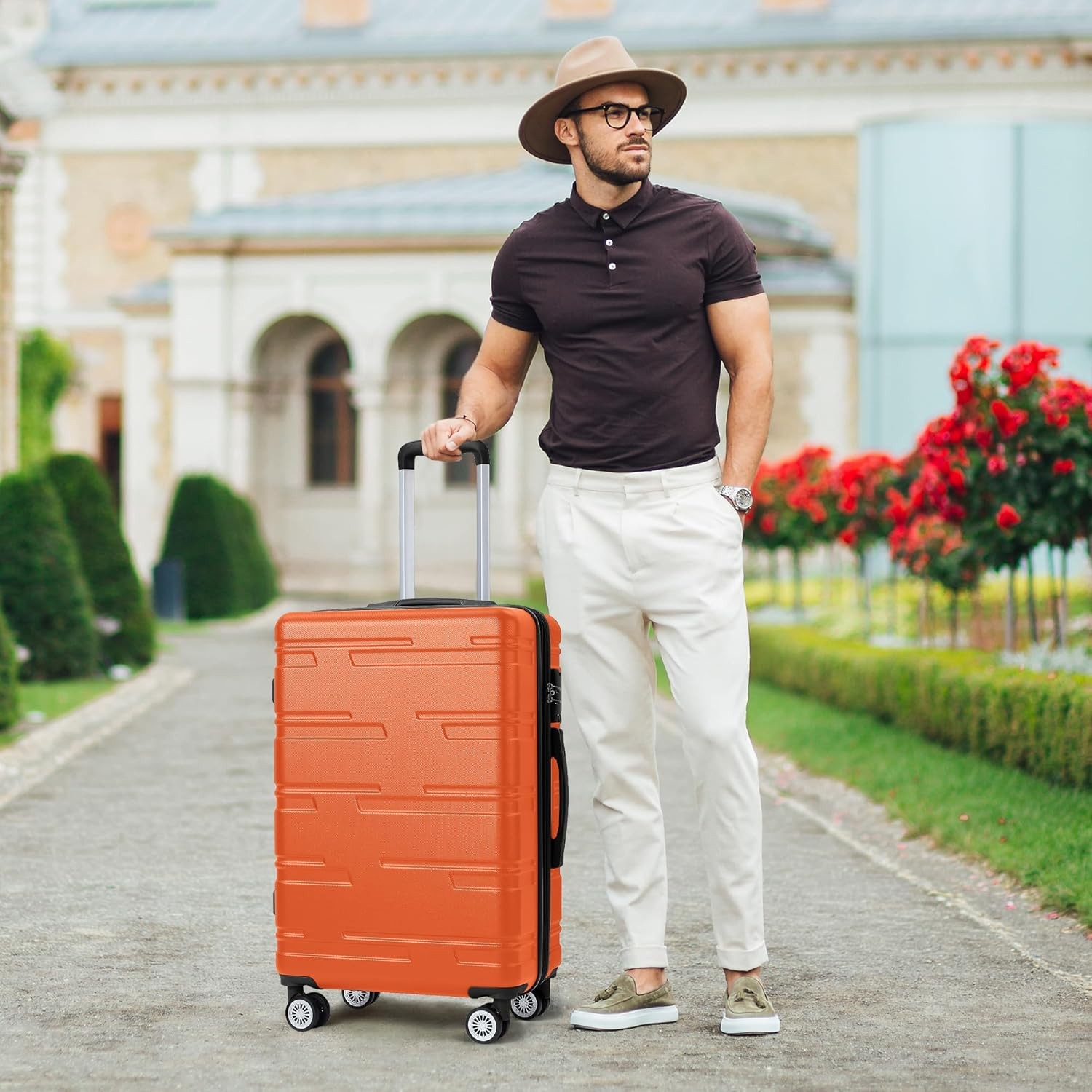 Expandable Hard Shell Carry On Luggage Hardside Suitcase with Spinner Wheels
