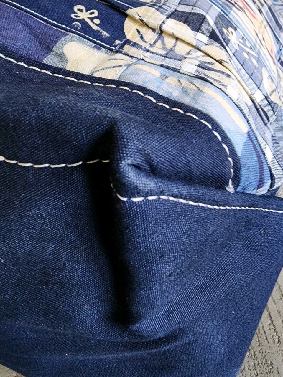 LL Bean Large Patchwork Madras Open Top Tote in B… - image 9