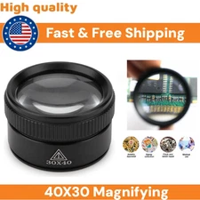 30X/40X Magnifying Glass Magnifier Lens Optics Loupes For Jeweler Coins Stamps