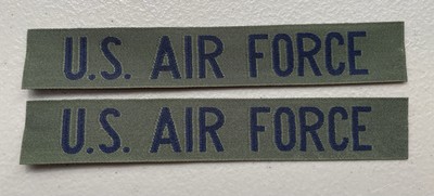 Pair of US Air Force Tape Patch Uniform USAF OD & BLUE LETTERING #032625-2