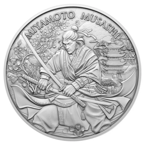1 Troy oz Miyamoto Musashi Design .999 Fine Silver Round