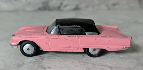 Vintage Corgi Toys Ford Thunderbird Hard Top Diecast Pink & Black Car 4"