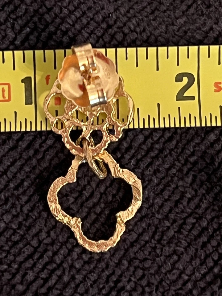  18K Yellow Gold dangle clover Earrings   - Image 3 of 4