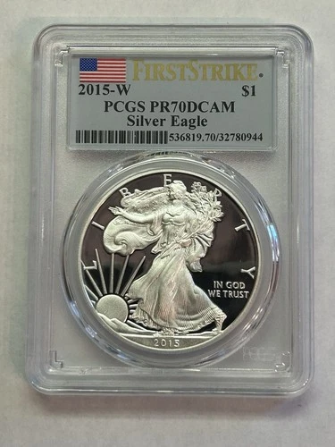 2015-W Proof Silver American Eagle PCGS-PR70DCAM First Strike Flag Label