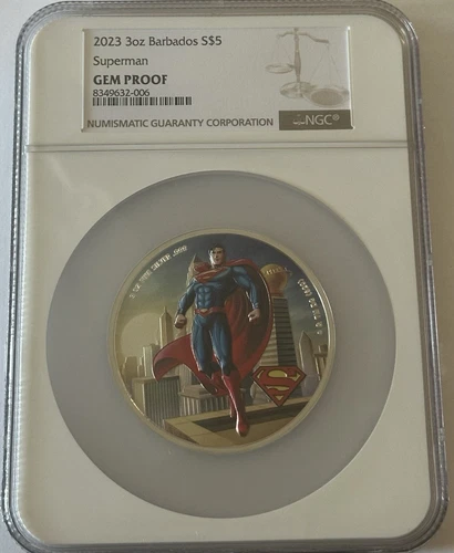 2023 Barbados 3 oz Silver Superman NGC GEM PROOF Mintage of only 150